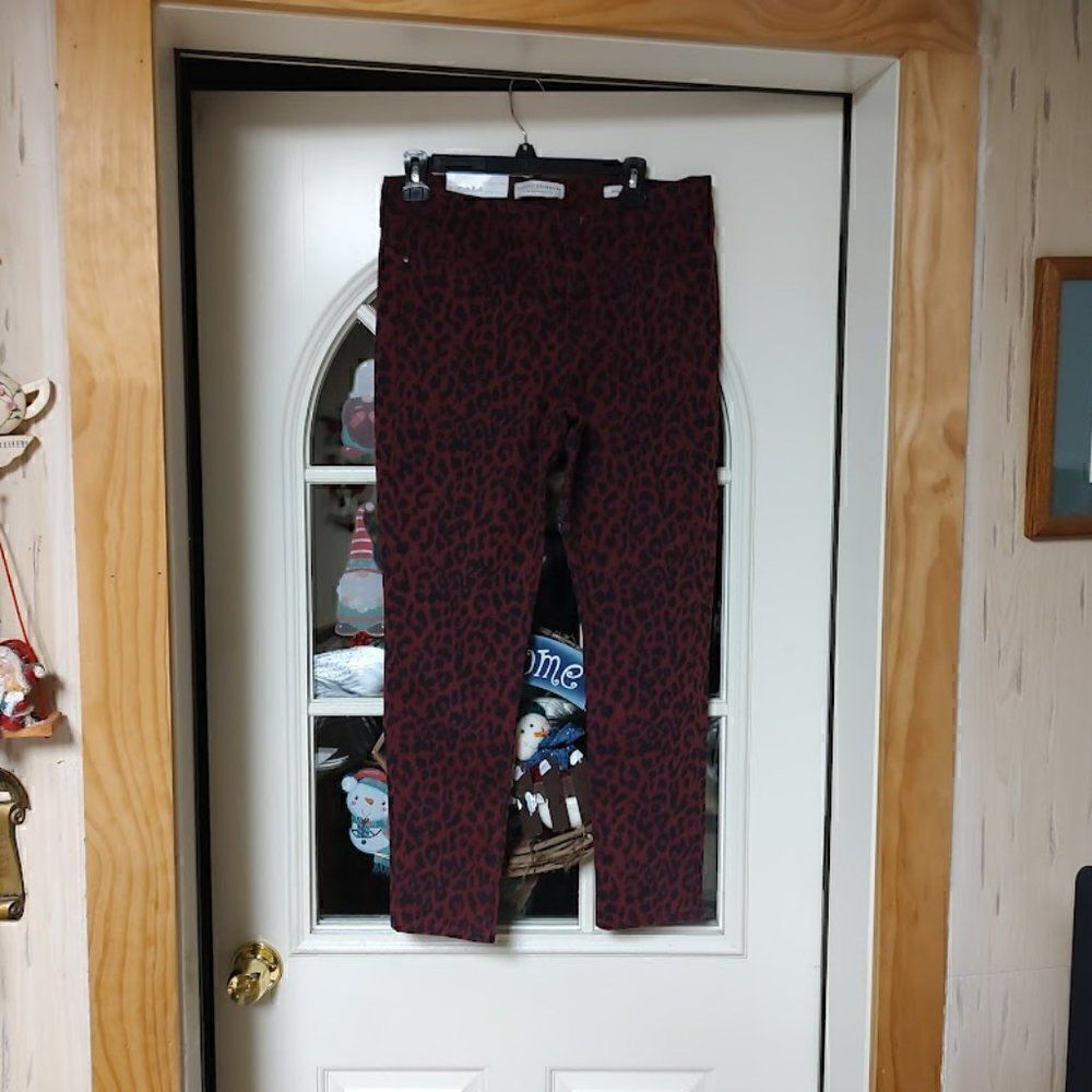 New Social Standard By Sanctuary Maroon Cheetah  Ankle Skinny Jeans Women  10